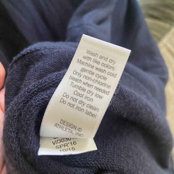 Athleta Cozy Soft Navy Sleveless Zip Up Vest With Ties, Pockets, Hood Size XS - Picture 9 of 9